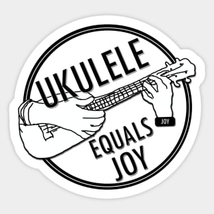 Ukulele Equals Joy BW Sticker